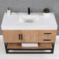 Bianco 48" Single Bathroom Vanity in Light Brown with Matte Black Support Base and White Composite Stone Countertop without Mirror