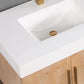 Bianco 72" Double Bathroom Vanity in Light Brown with Brushed Gold Support Base and White Composite Stone Countertop without Mirror