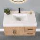 Corchia 36" Wall-mounted Single Bathroom Vanity in Light Brown with White Composite Stone Countertop with Mirror