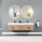 Corchia 72" Wall-mounted Double Bathroom Vanity in Light Brown with White Composite Stone Countertop with Mirror