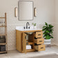 Perla 36" Single Bathroom Vanity in Natural Wood with Grain White Composite Stone Countertop with Mirror