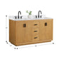 Perla 60" Double Bathroom Vanity in Natural Wood with Grain White Composite Stone Countertop without Mirror