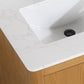 Perla 60" Double Bathroom Vanity in Natural Wood with Grain White Composite Stone Countertop with Mirror