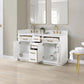 Gavino 60" Double Bathroom Vanity in White with Grain White Composite Stone Countertop without Mirror