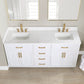 Gavino 72" Double Bathroom Vanity in White with Grain White Composite Stone Countertop with Mirror