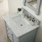 Brittany 30" Single Vanity, Urban Gray w/ 3 CM Carrara Marble Top