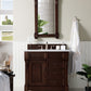 Brookfield 36" Single Vanity, Burnished Mahogany w/ 3 CM Carrara Marble Top