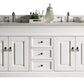 Brookfield 72" Double Vanity, Bright White w/ 3 CM Arctic Fall Solid Surface Top