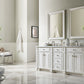 Bristol 72" Double Vanity, Bright White w/ 3 CM Carrara Marble Top