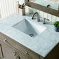 Chicago 36" Single Vanity, Whitewashed Walnut  w/ 3 CM Carrara Marble Top