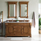 Brookfield 60" Double Vanity, Country Oak w/ 3 CM Carrara Marble Top