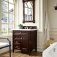 Brittany 30" Single Vanity, Burnished Mahogany w/ 3 CM Carrara Marble Top