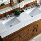 Brookfield 60" Double Vanity, Country Oak w/ 3 CM Arctic Fall Solid Surface Top