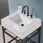 Merano 24" Single Stainless Steel Vanity Console in Matt Black with Aosta White Stone Countertop and Mirror