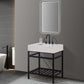 Merano 30" Single Stainless Steel Vanity Console in Matt Black with Aosta White Stone Countertop and Mirror