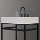 Merano 30" Single Stainless Steel Vanity Console in Matt Black with Aosta White Stone Countertop and Mirror