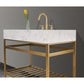 Merano 42" Single Stainless Steel Vanity Console in Brushed Gold with Aosta White Stone Countertop and Mirror