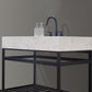 Merano 42" Single Stainless Steel Vanity Console in Matt Black with Aosta White Stone Countertop without Mirror