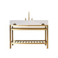 Merano 48" Single Stainless Steel Vanity Console in Brushed Gold with Aosta White Stone Countertop without Mirror