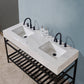 Merano 60" Double Stainless Steel Vanity Console in Matt Black with Aosta White Stone Countertop without Mirror