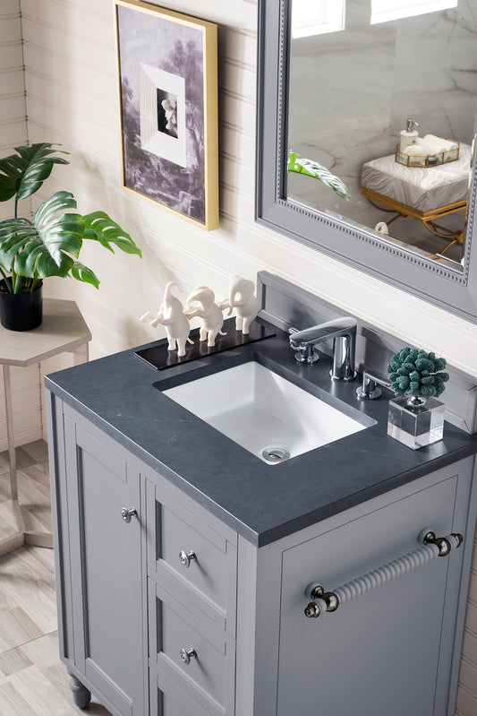 Copper Cove Encore 30" Single Vanity, Silver Gray w/ 3 CM Charcoal Soapstone Quartz Top