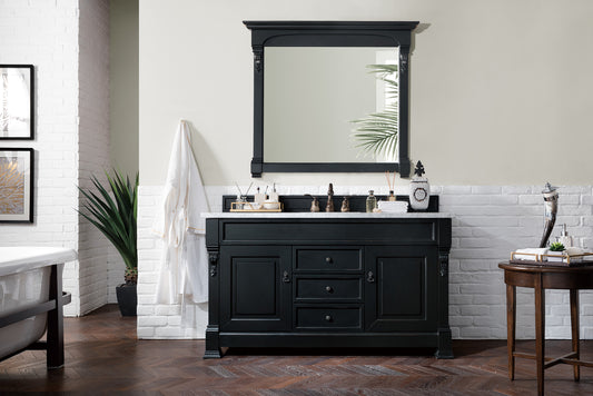 Brookfield 60" Single Vanity, Antique Black w/ 3 CM Carrara Marble Top