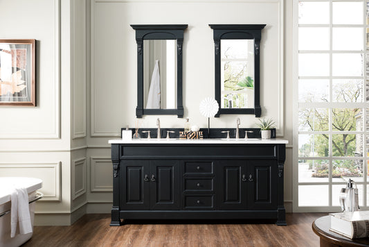 Brookfield 72" Double Vanity, Antique Black w/ 3 CM Arctic Fall Solid Surface Top