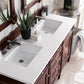 Brittany 60" Double Vanity, Burnished Mahogany w/ 3 CM White Zeus Quartz Top