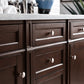 Brittany 60" Double Vanity, Burnished Mahogany w/ 3 CM Arctic Fall Solid Surface Top