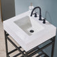 Edolo 24" Single Stainless Steel Vanity Console in Matt Black with Snow White Stone Countertop and Mirror