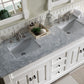 Brookfield 72" Double Vanity, Bright White w/ 3 CM Carrara Marble Top