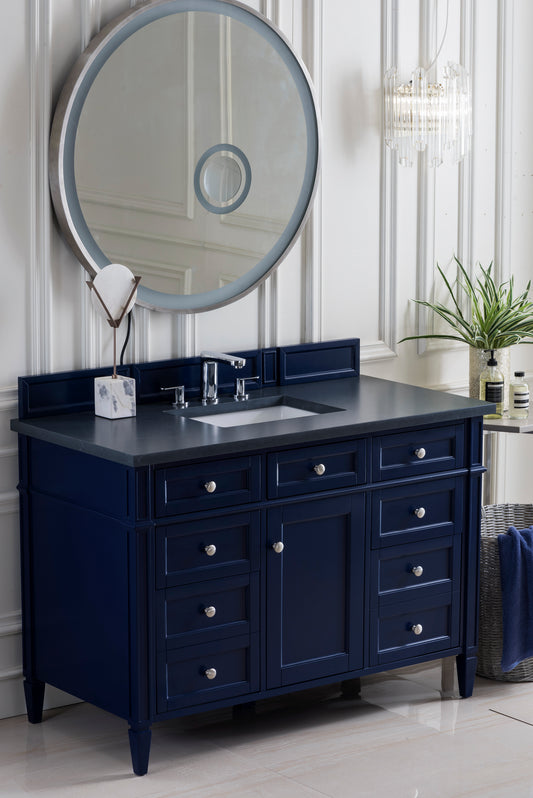 Brittany 48" Single Vanity, Victory Blue w/ 3 CM Charcoal Soapstone Quartz Top