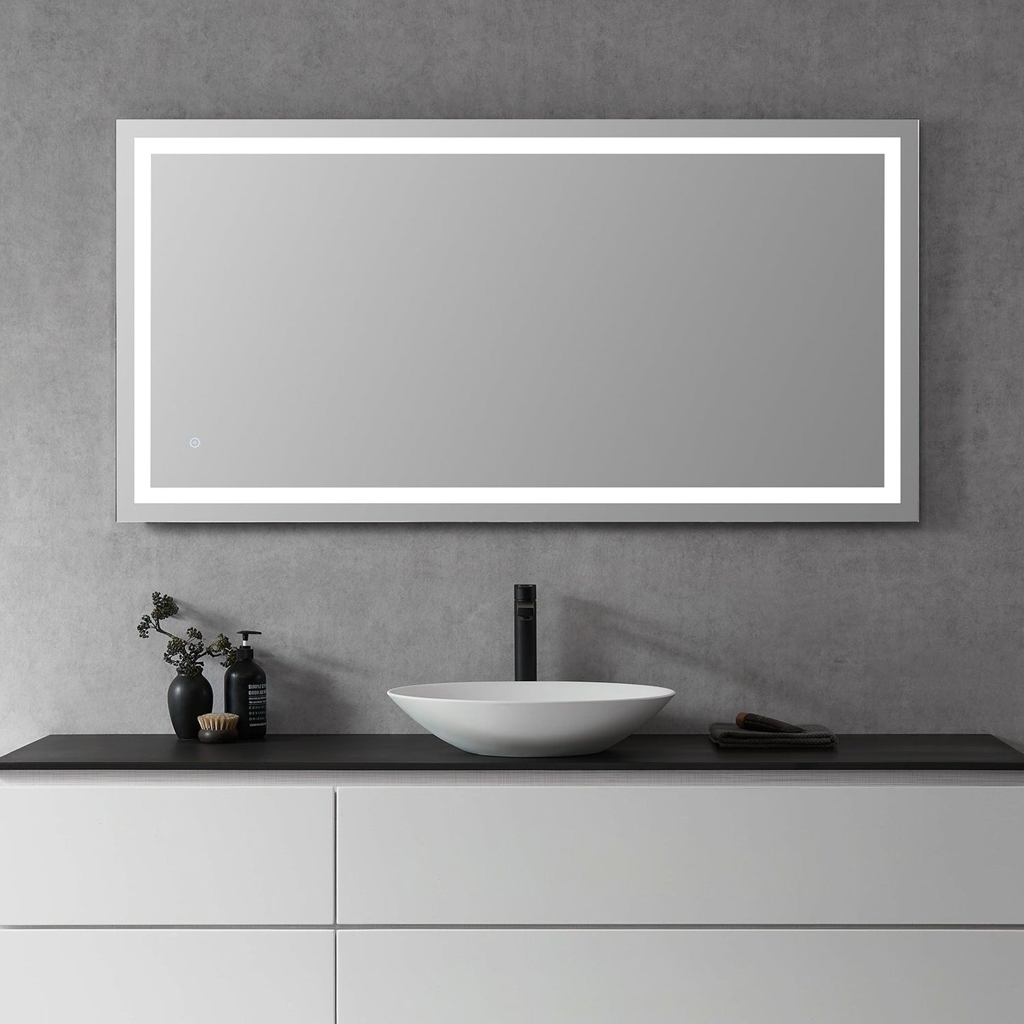 Genova 60” Rectangle Frameless Modern Bathroom/Vanity LED Lighted Wall Mirror