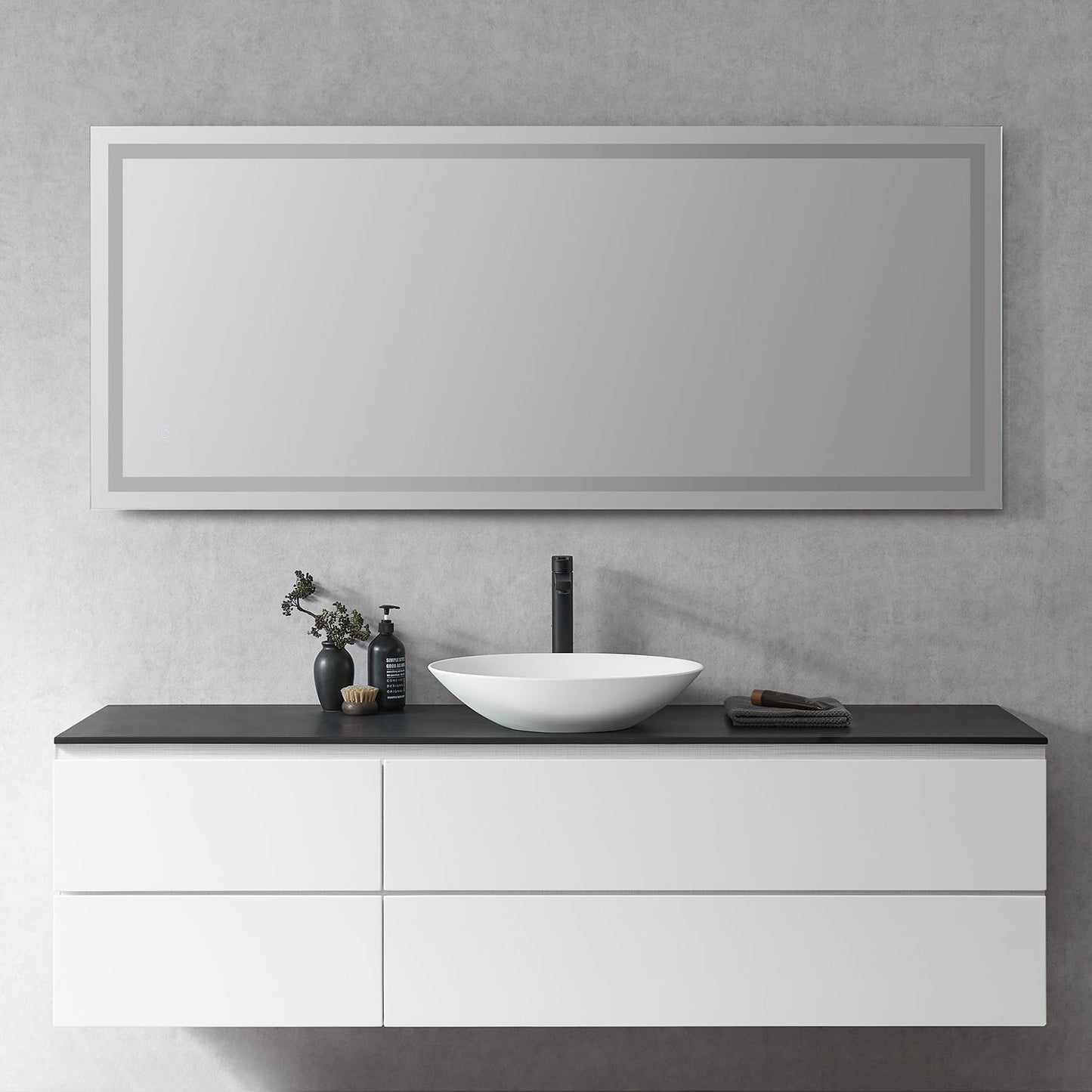 Genova 72” Rectangle Frameless Modern Bathroom/Vanity LED Lighted Wall Mirror