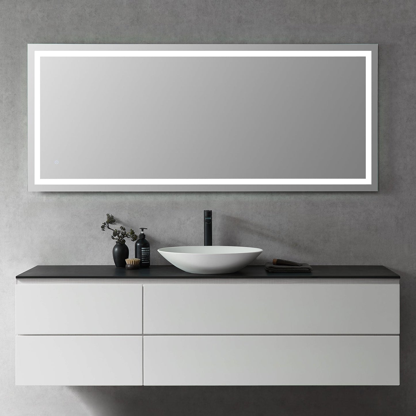 Genova 72” Rectangle Frameless Modern Bathroom/Vanity LED Lighted Wall Mirror