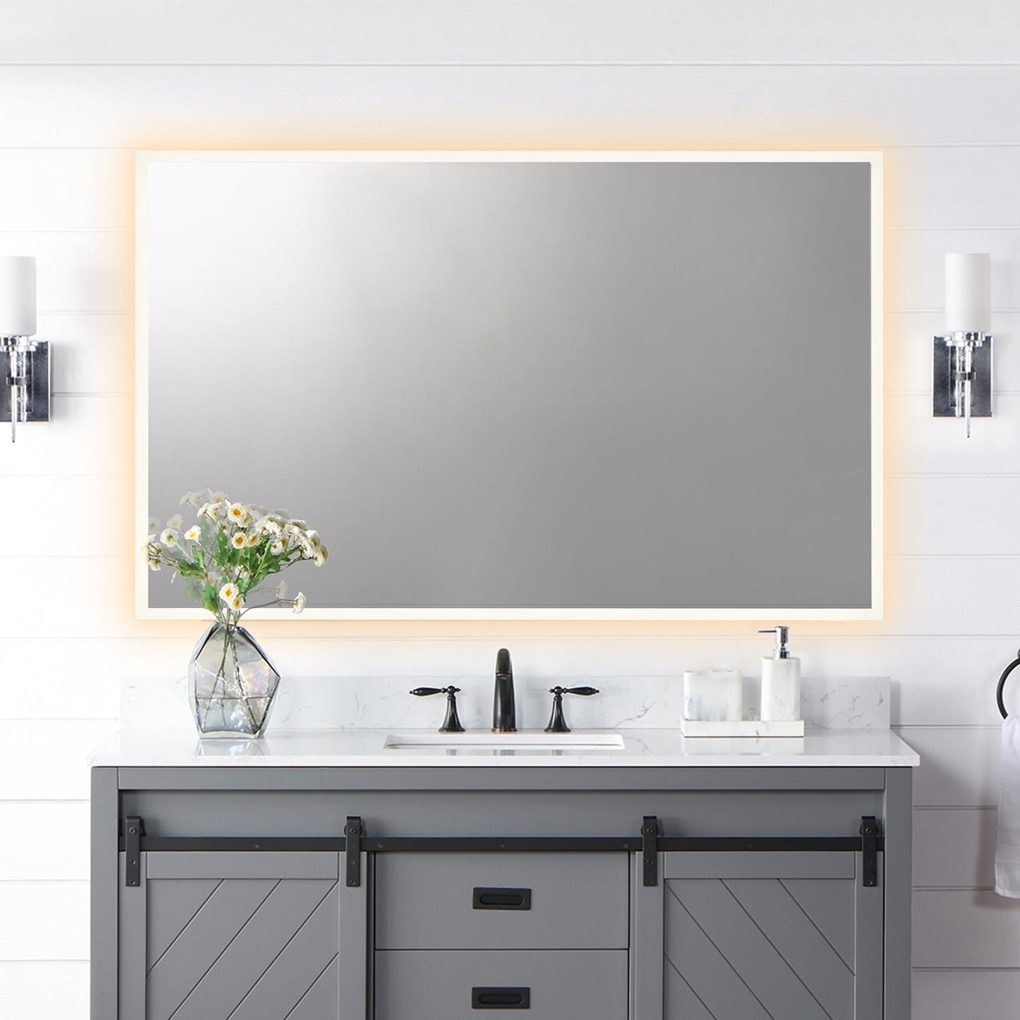 Cassano Rectangle 48" Frameless Modern Bathroom/Vanity LED Lighted Wall Mirror