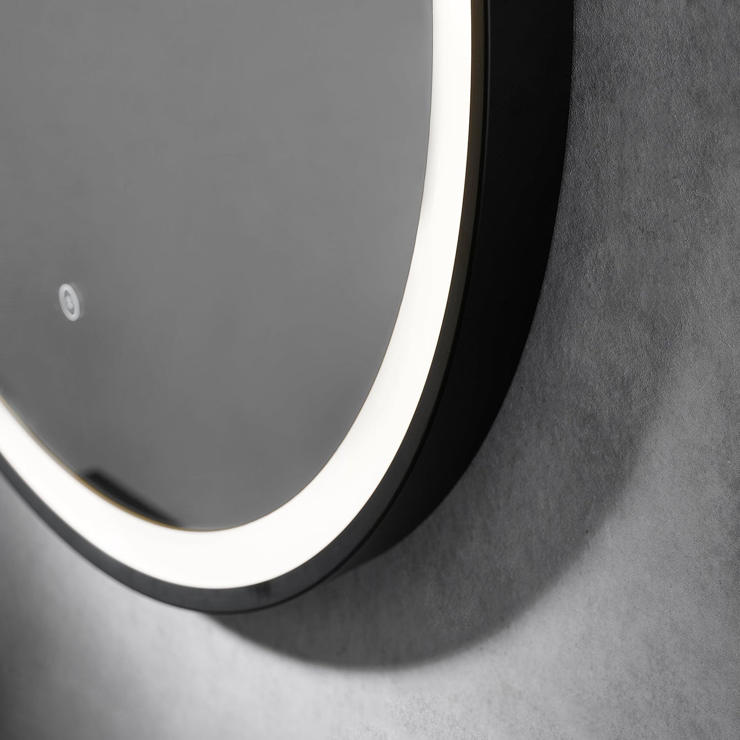 Roccia Round 28" Framed in Matt Black Modern Bathroom/Vanity LED Lighted Wall Mirror