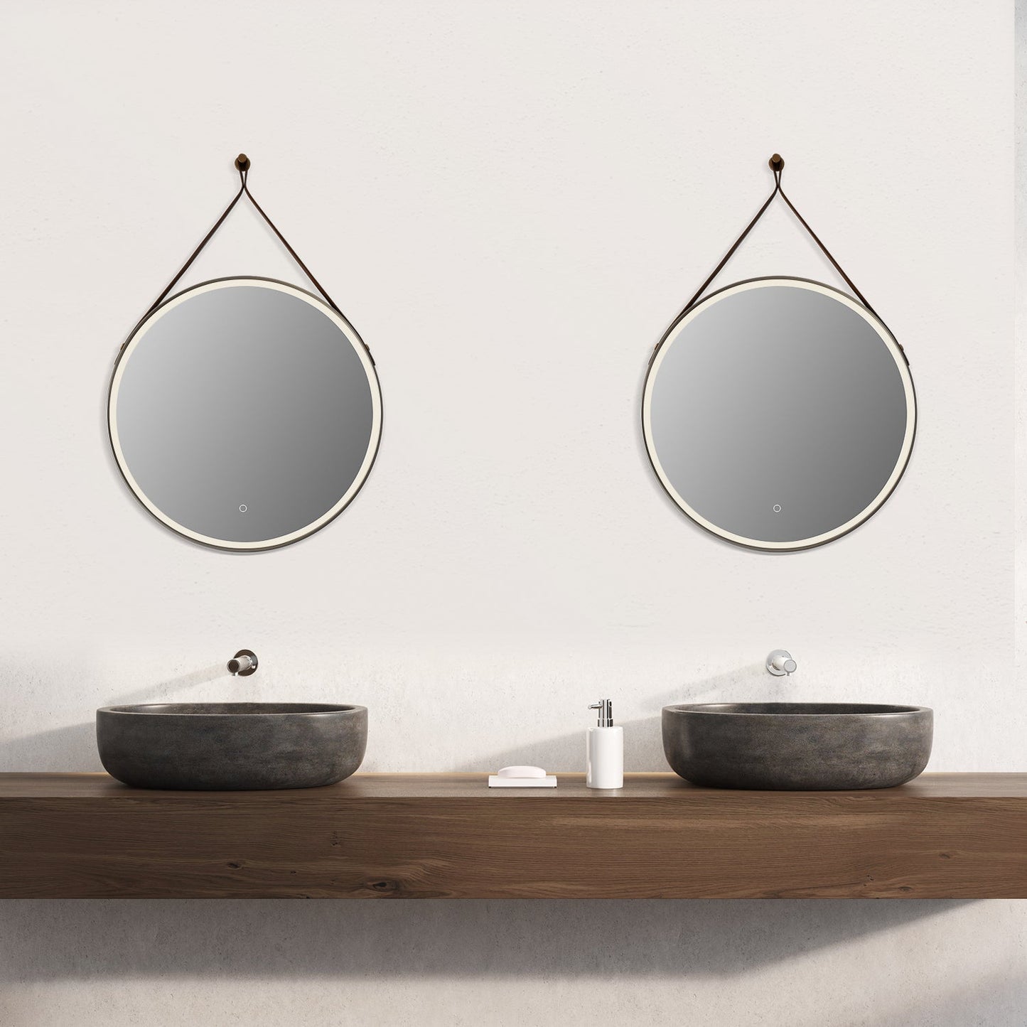 Roccia Round 28" Framed in Brushed Gold Modern Bathroom/Vanity LED Lighted Wall Mirror