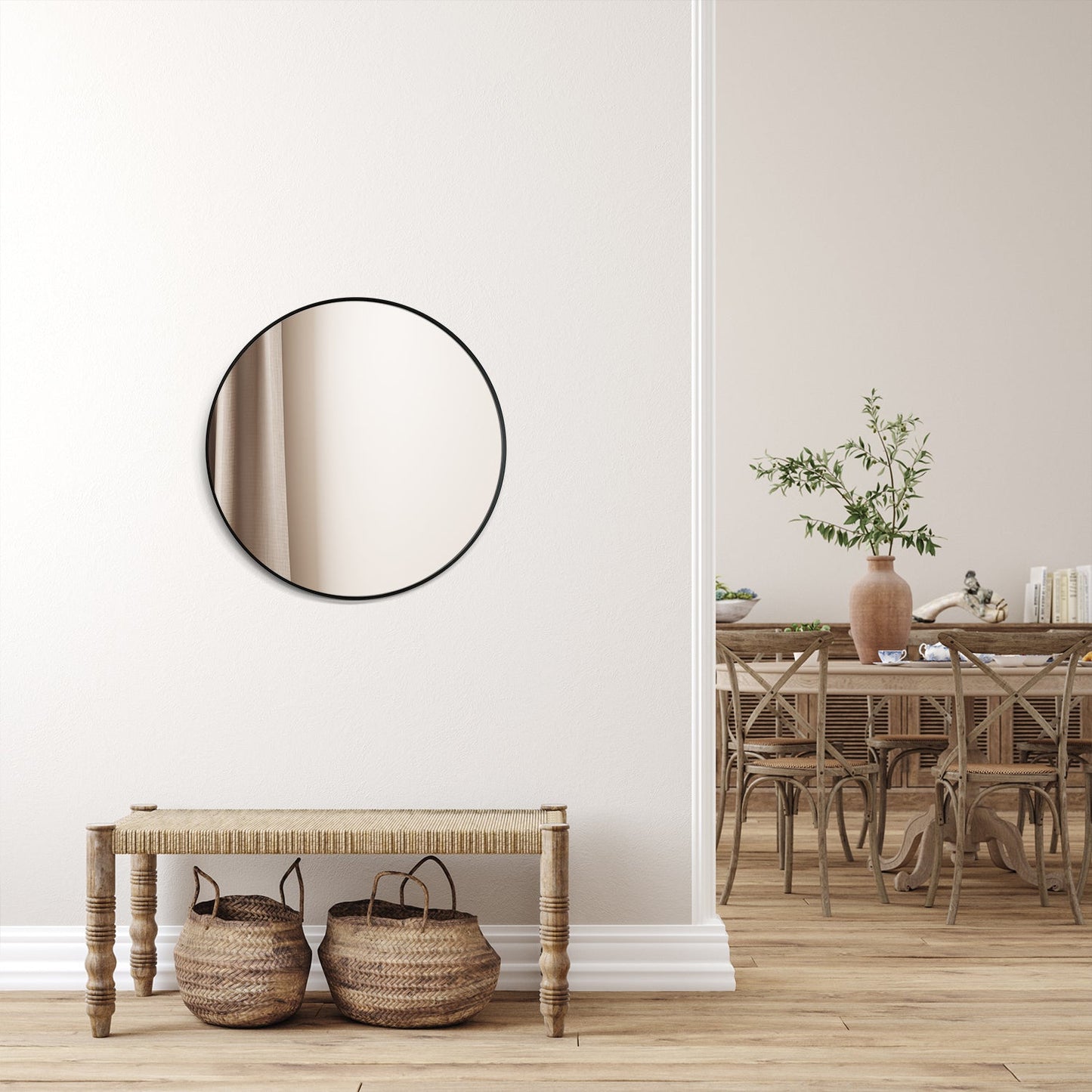 Liceo 30" Circle Bathroom/Vanity Matt Black Aluminum Framed Wall Mirror