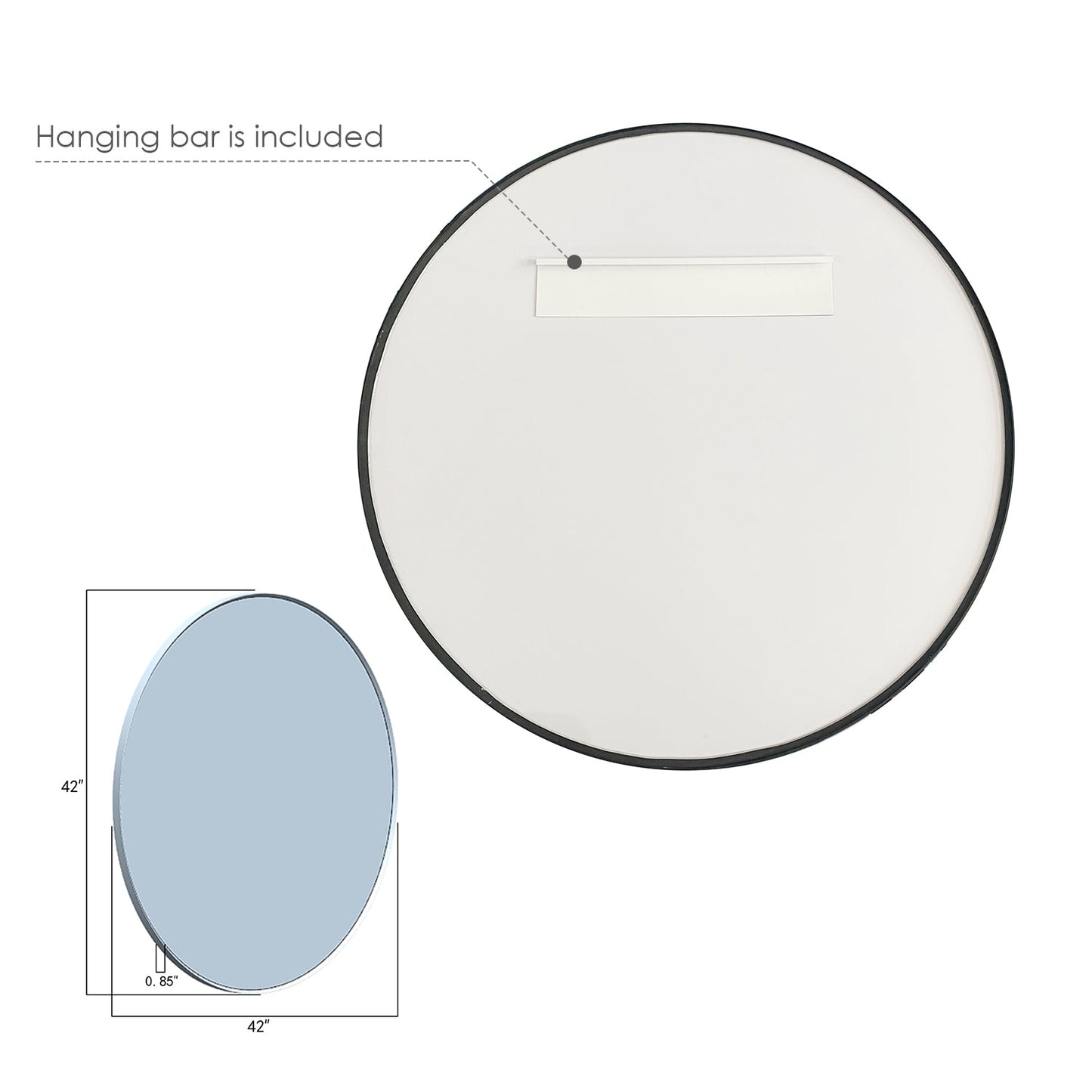 Liceo 42" Circle Bathroom/Vanity Matt Black Aluminum Framed Wall Mirror