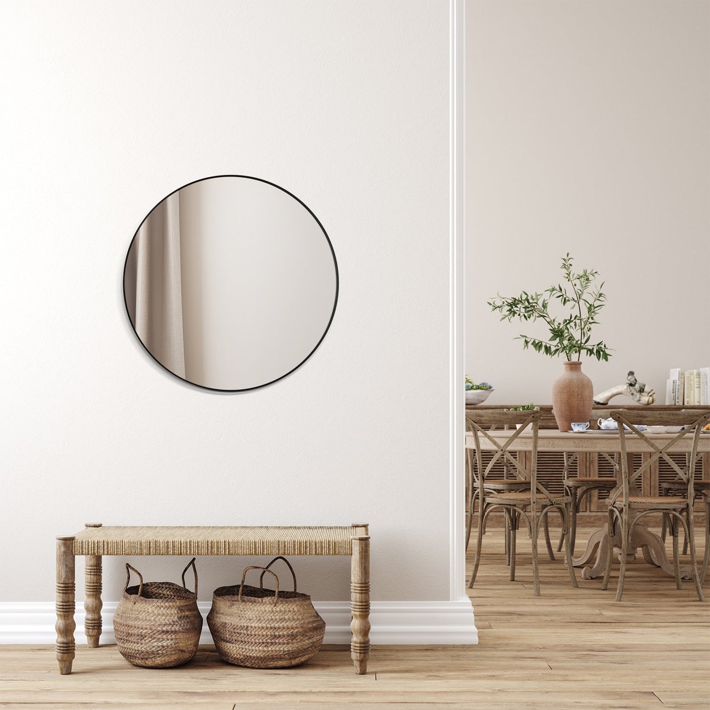 Liceo 42" Circle Bathroom/Vanity Matt Black Aluminum Framed Wall Mirror