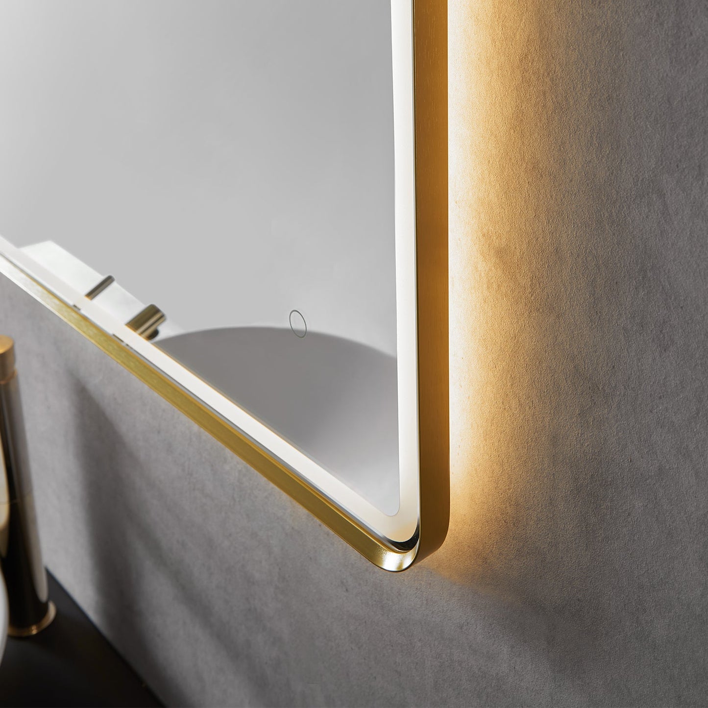 Viaggi Rectangle 48" Framed in Brushed Gold Modern Bathroom/Vanity LED Lighted Wall Mirror