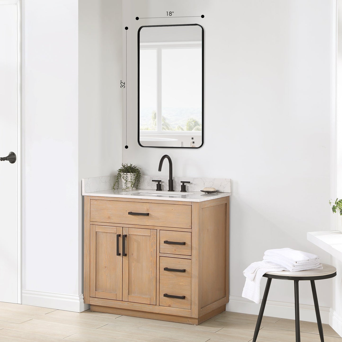 Nettuno 18" Rectangle Bathroom/Vanity Matt Black Aluminum Framed Wall Mirror