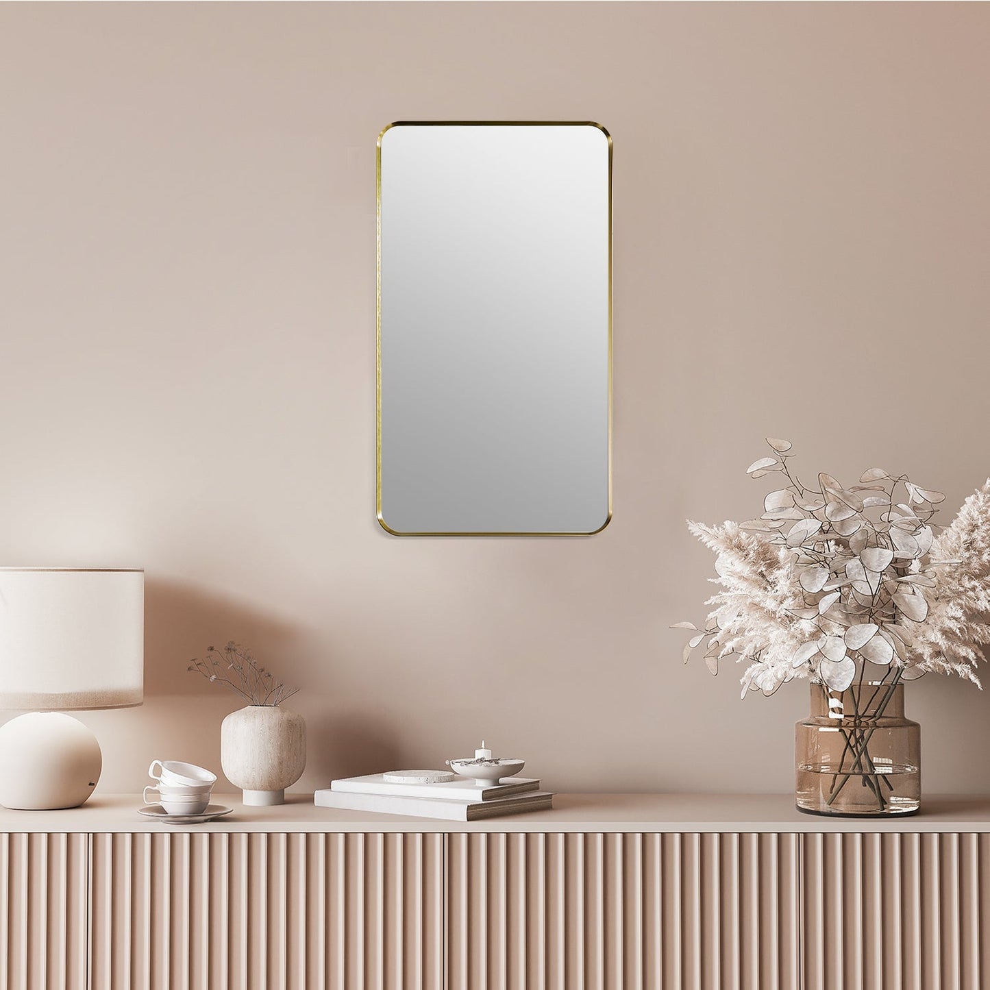 Nettuno 18" Rectangle Bathroom/Vanity Brushed Gold Aluminum Framed Wall Mirror