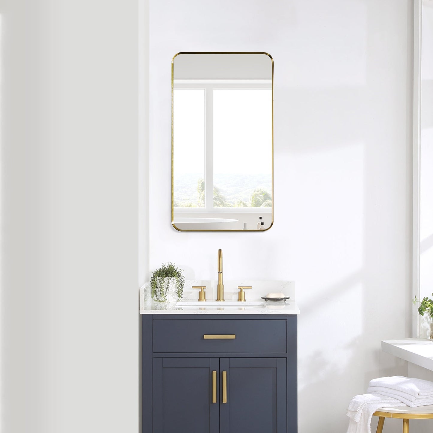 Nettuno 18" Rectangle Bathroom/Vanity Brushed Gold Aluminum Framed Wall Mirror