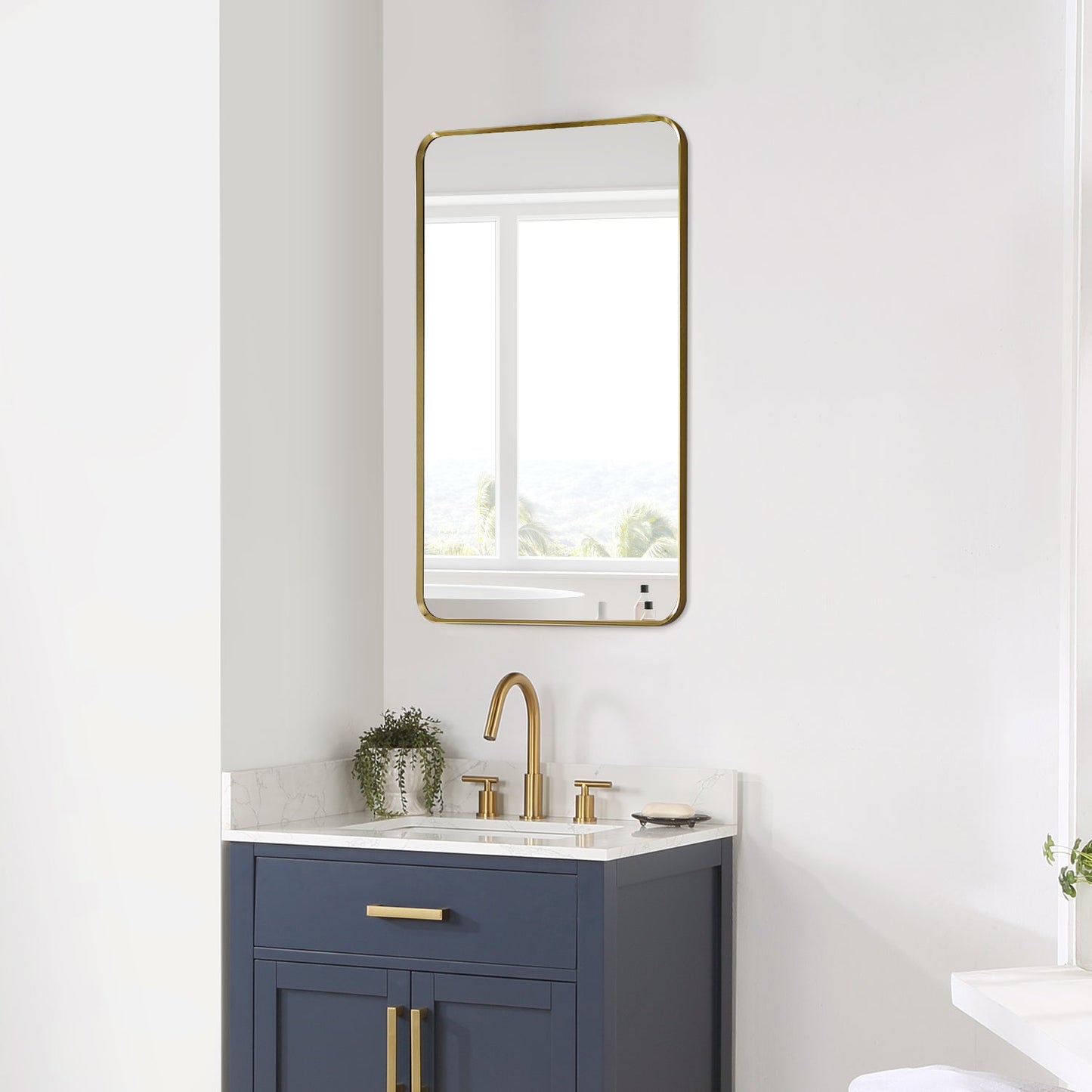 Nettuno 18" Rectangle Bathroom/Vanity Brushed Gold Aluminum Framed Wall Mirror