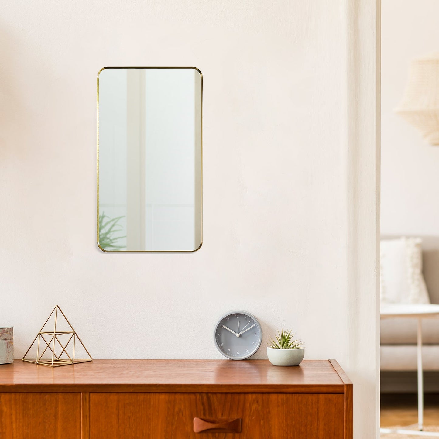 Nettuno 18" Rectangle Bathroom/Vanity Brushed Gold Aluminum Framed Wall Mirror