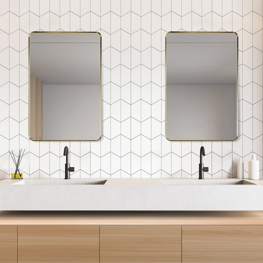 Nettuno 24" Rectangle Bathroom/Vanity Brushed Gold Aluminum Framed Wall Mirror