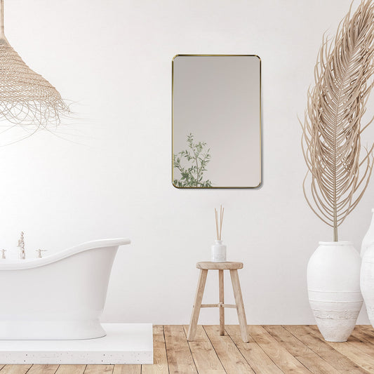 Nettuno 24" Rectangle Bathroom/Vanity Brushed Gold Aluminum Framed Wall Mirror