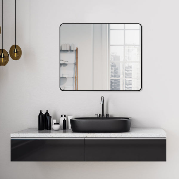 Nettuno 36 Rectangle Bathroom/Vanity Matt Black Aluminum Framed Wall Mirror